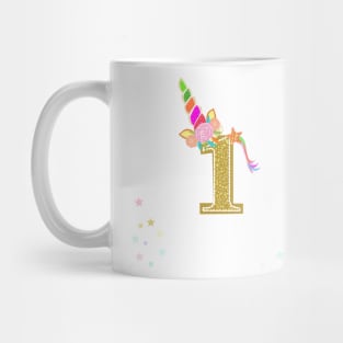 One. First birthday. Colorful unicorn birthday invitation Mug